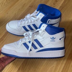 Adidas size 10.5 new as is White and Blue High-Tops